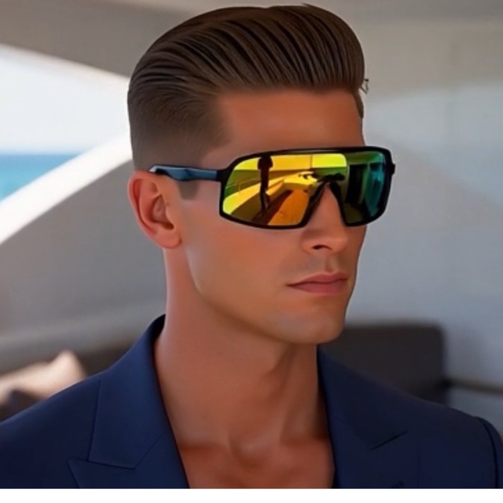 Performance Sport Sunglasses Mens Fire Lens Wrap Around Black Frame Gafas Humbes